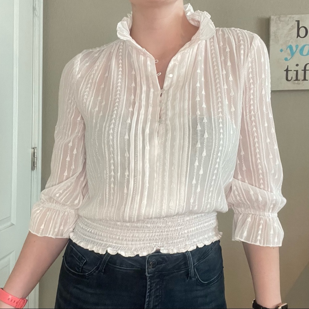 Light Pink New York & Co. Sheer Pirate Blouse